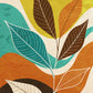 Abstract botanical canvas wall art featuring stylised leaves, flowing organic shapes, and warm earth-tone colours including mustard yellow, terracotta, teal, and brown.
