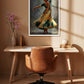 Dance of Grace contemporary Indian classical dance canvas wall art featuring an elegant dancer in flowing emerald green and gold attire