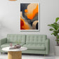 Gilded Currents contemporary abstract canvas wall art featuring flowing burnt orange and charcoal forms with metallic gold lines and textured surfaces