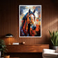 Painted Horse contemporary horse canvas wall art featuring a majestic horse in expressive orange, blue, black and white brushstrokes
